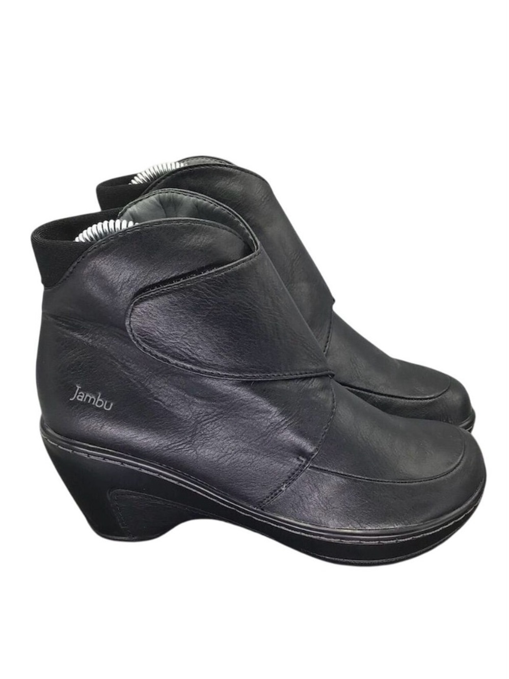 Jambu Rhonda Boots Womens Sz 6 Black Vegan Leather Faux Fur Lined Ankle Booties